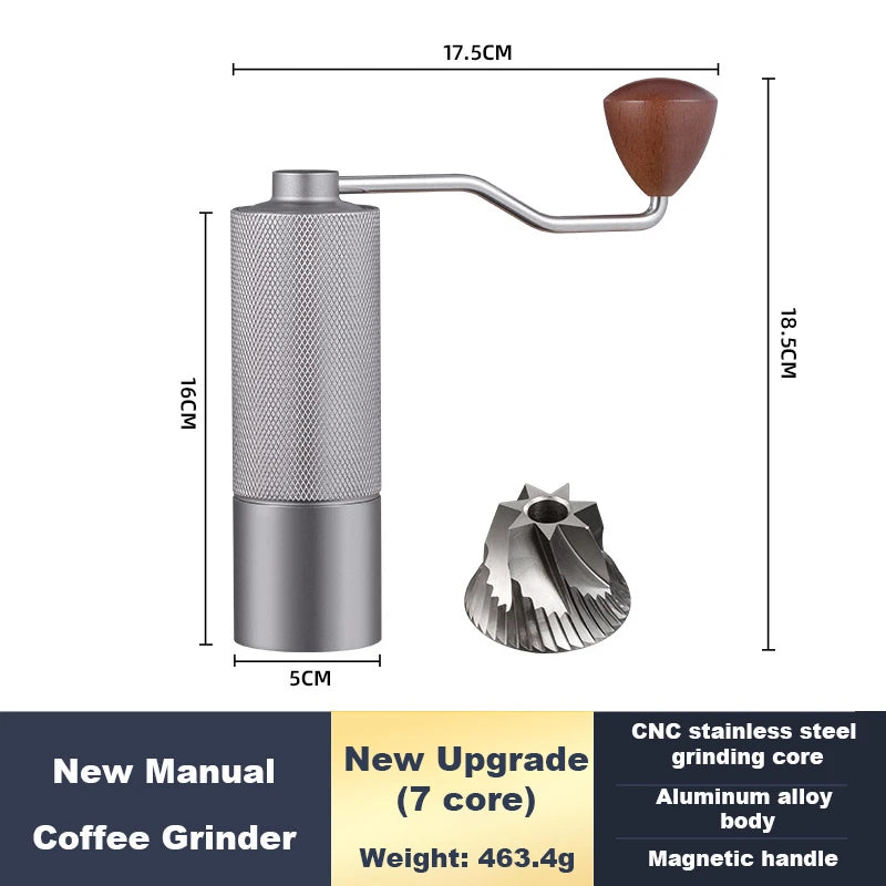 BrewMate Manual Coffee Grinder - Stainless Steel Conical Burr Hand Grinder