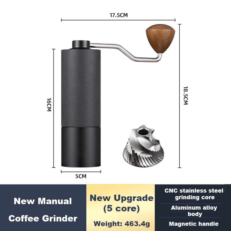 BrewMate Manual Coffee Grinder - Stainless Steel Conical Burr Hand Grinder