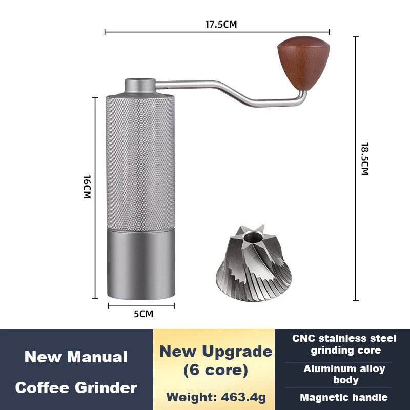 BrewMate Manual Coffee Grinder - Stainless Steel Conical Burr Hand Grinder