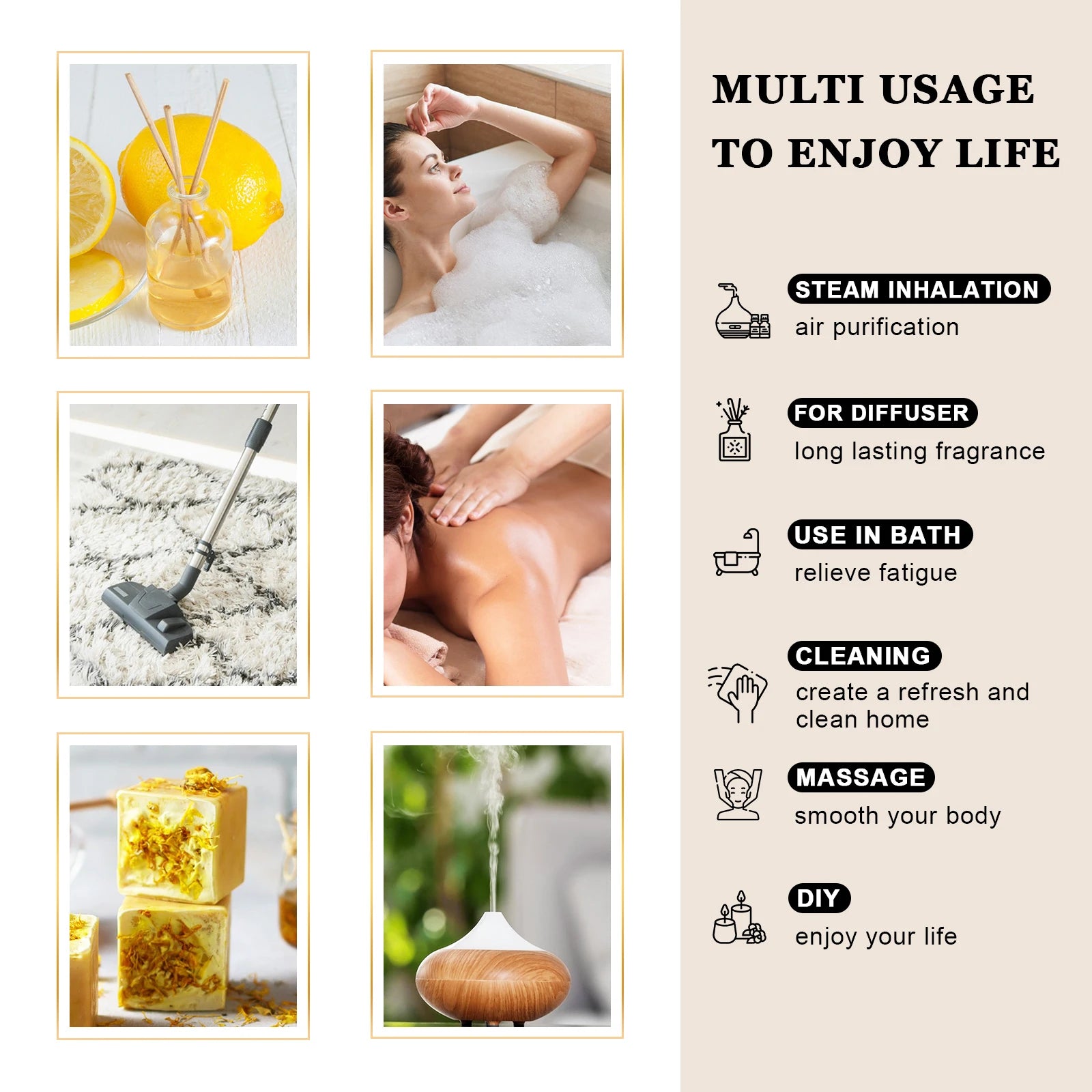 EUQEE 10ml Natural Plant Essential Oil with Dropper For Diffuser Humidifier - PulseParadise