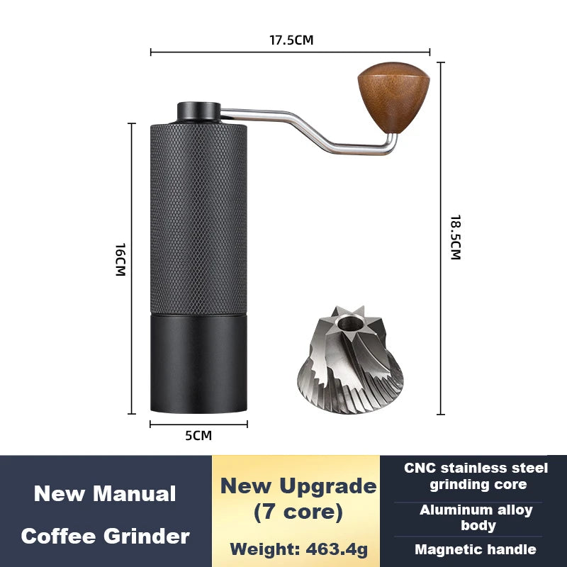 BrewMate Manual Coffee Grinder - Stainless Steel Conical Burr Hand Grinder