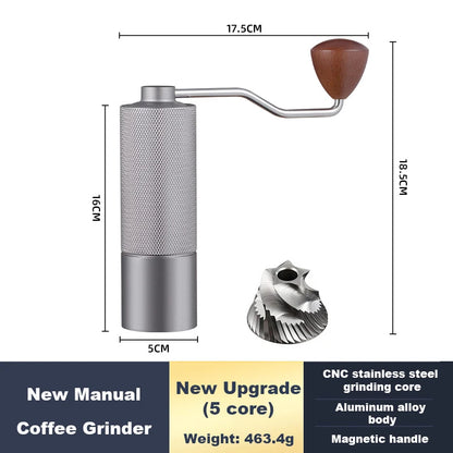 BrewMate Manual Coffee Grinder - Stainless Steel Conical Burr Hand Grinder