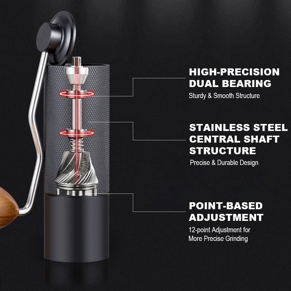 BrewMate Manual Coffee Grinder - Stainless Steel Conical Burr Hand Grinder