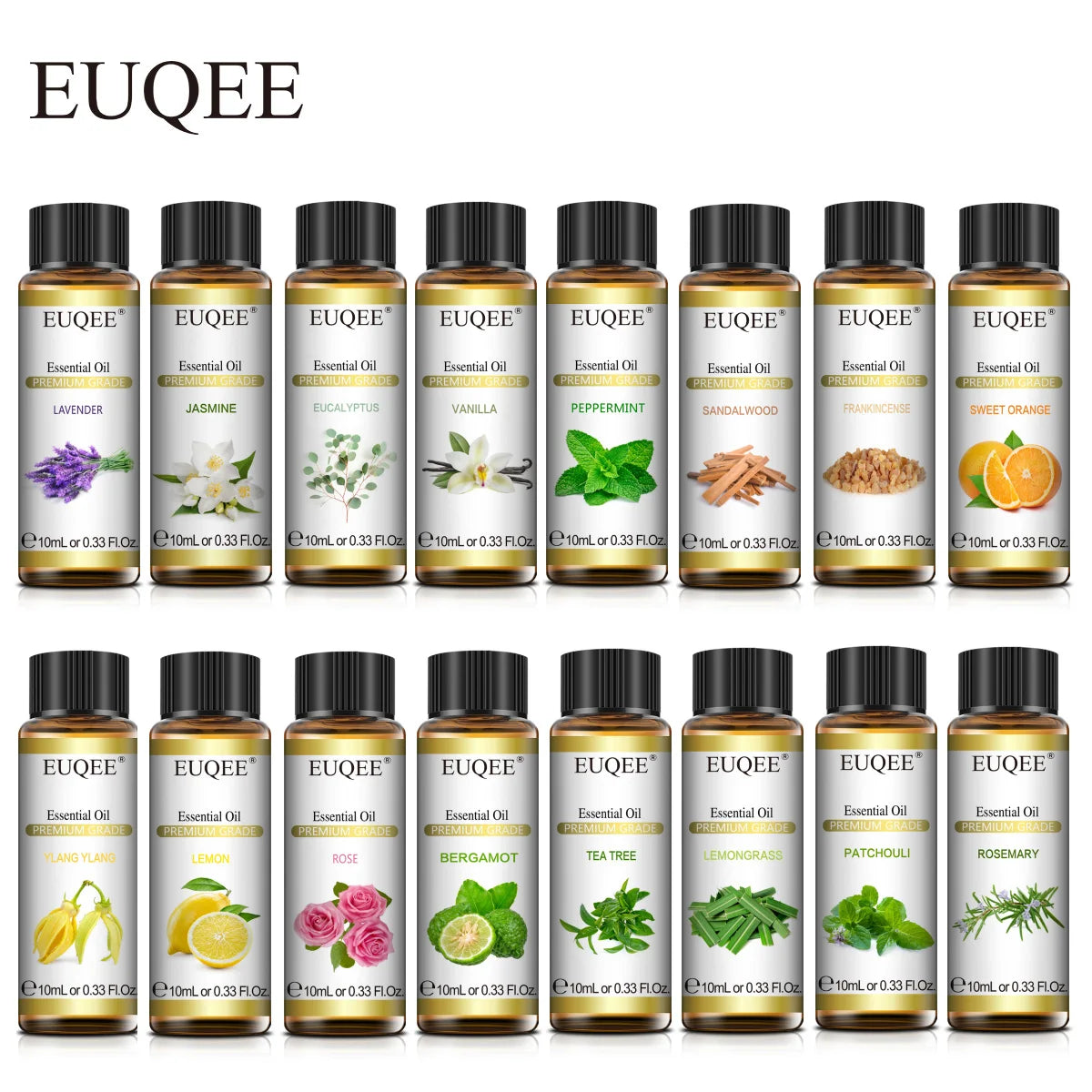 EUQEE 10ml Natural Plant Essential Oil with Dropper For Diffuser Humidifier - PulseParadise