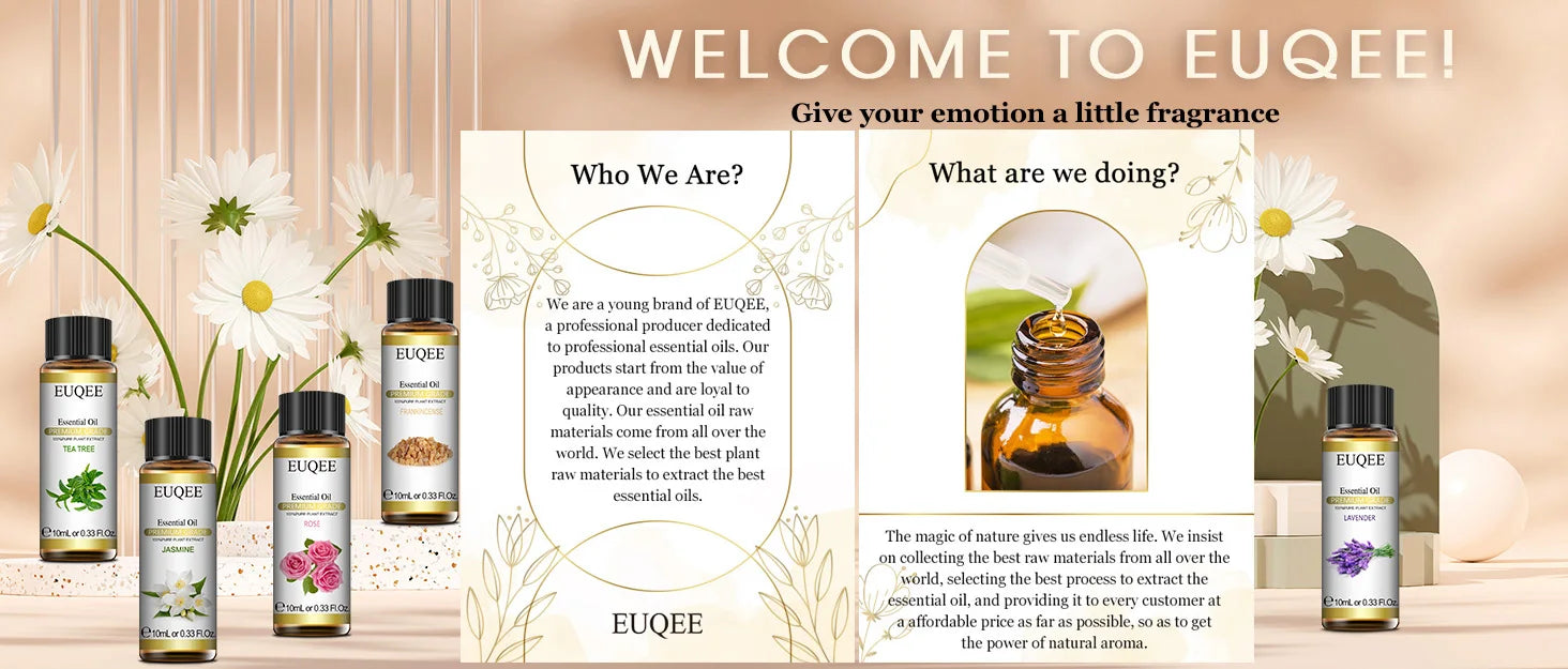 EUQEE 10ml Natural Plant Essential Oil with Dropper For Diffuser Humidifier - PulseParadise
